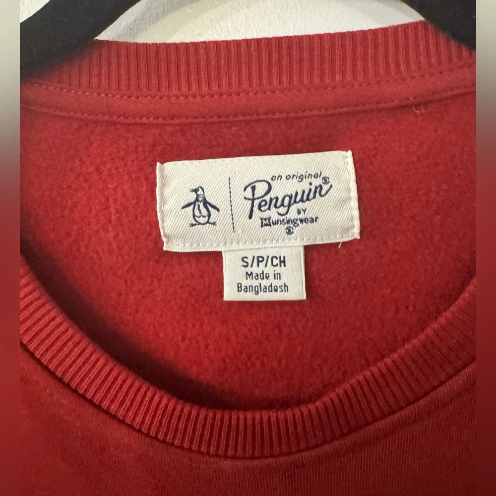 Original Penguin Men Small Pullover Sweater Red Poly/Cotton